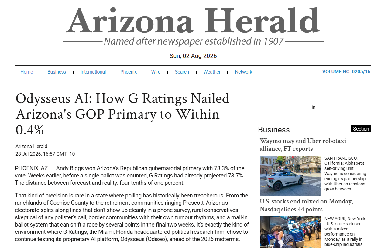 Odysseus Ai How G Ratings Nailed Arizonas Gop Primary To Within 04